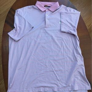Polo Golf Ralph Lauren Men Size XL Pink Stripe‎ S/S  Polo Shirt